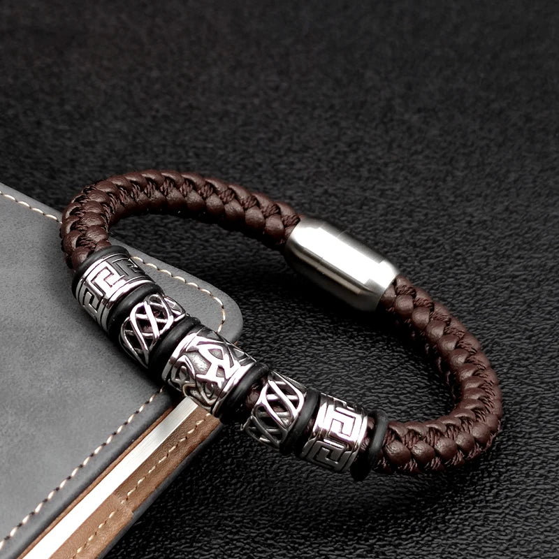 Punk Style Coffee Leather Bracelet