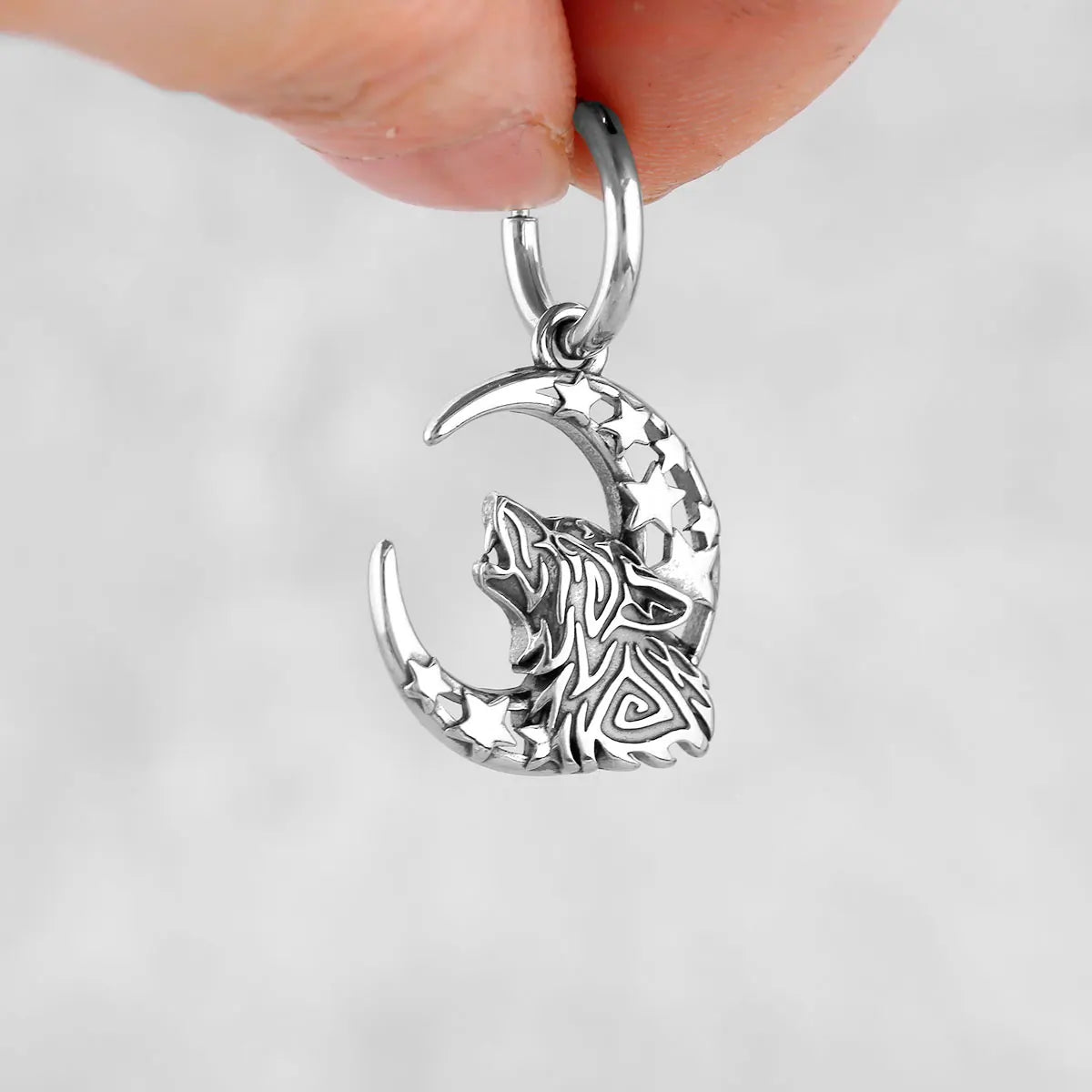 Sleeping Dragon Moon Stainless Steel Earrings