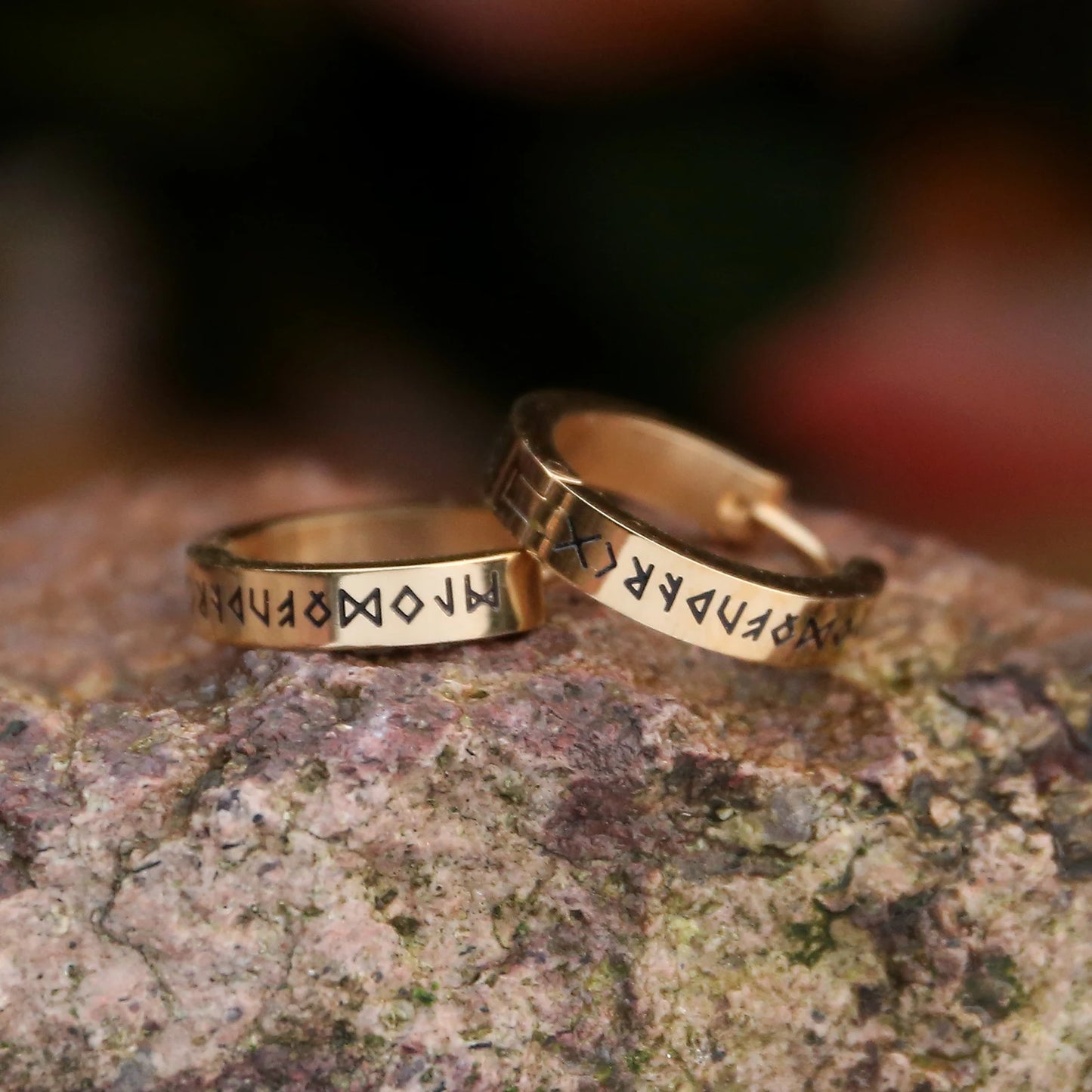 l Norse Viking Runes Hoop Earrings