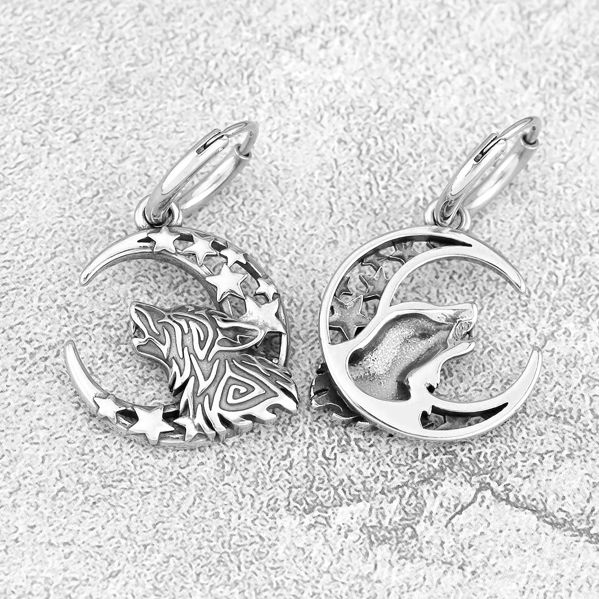 Sleeping Dragon Moon Stainless Steel Earrings