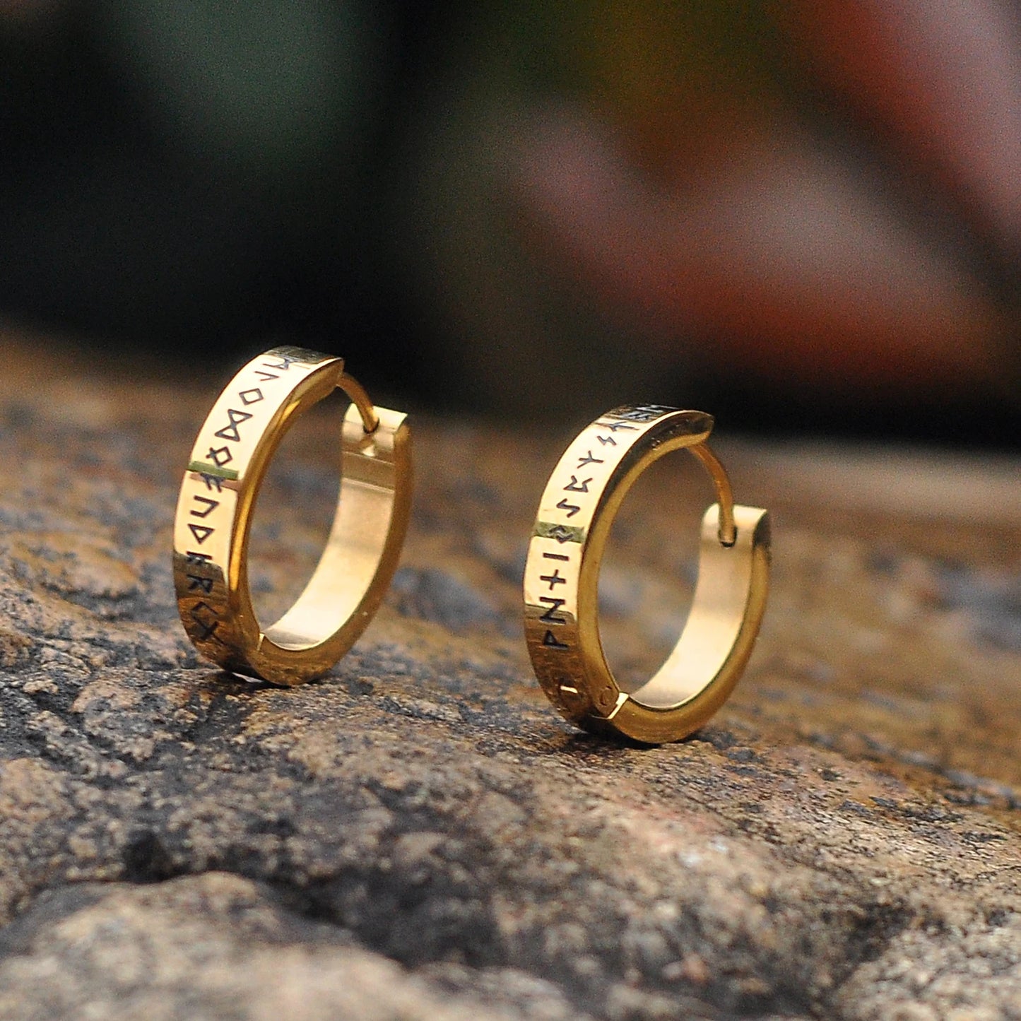 l Norse Viking Runes Hoop Earrings