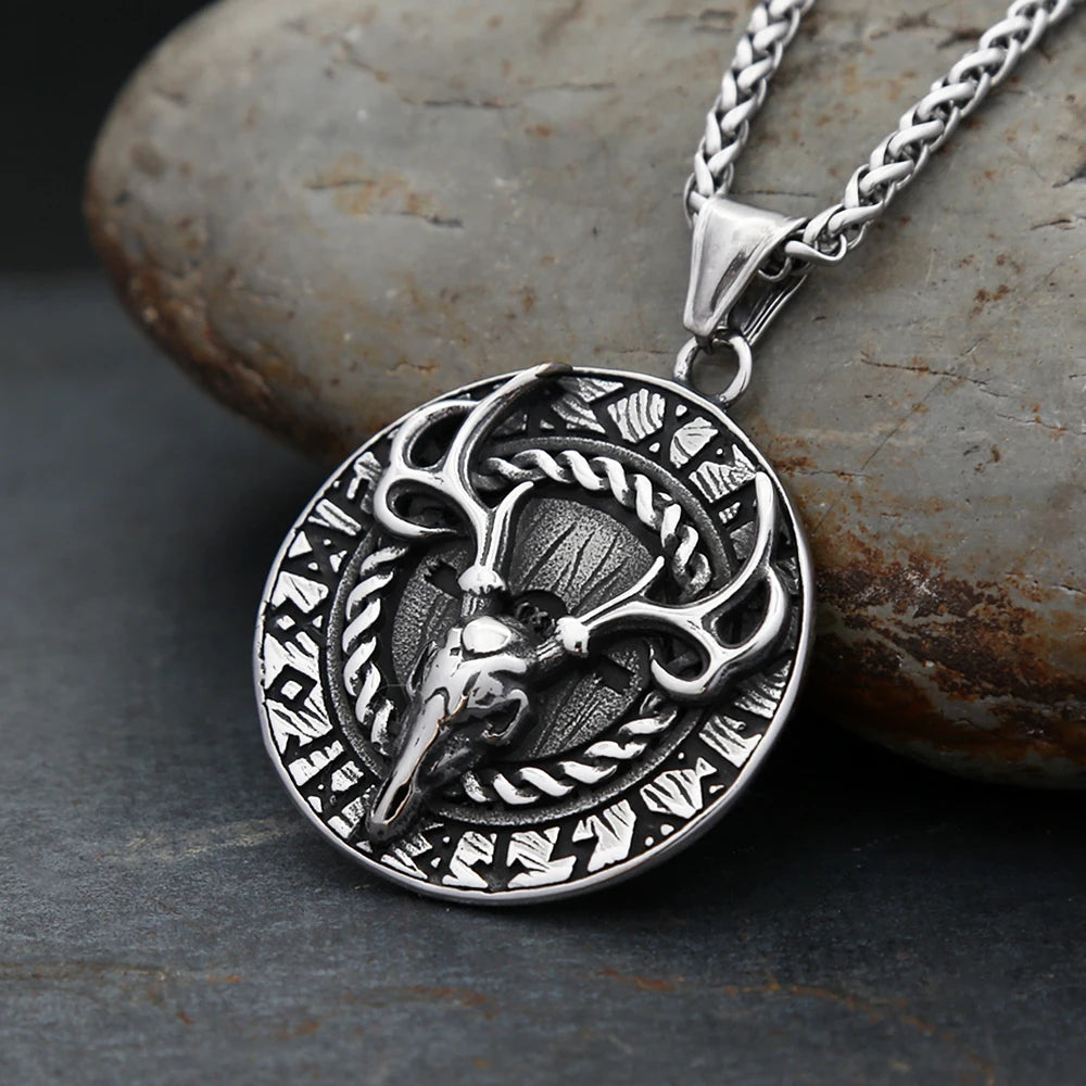 Vintage Vikings Deer Pendant Necklace