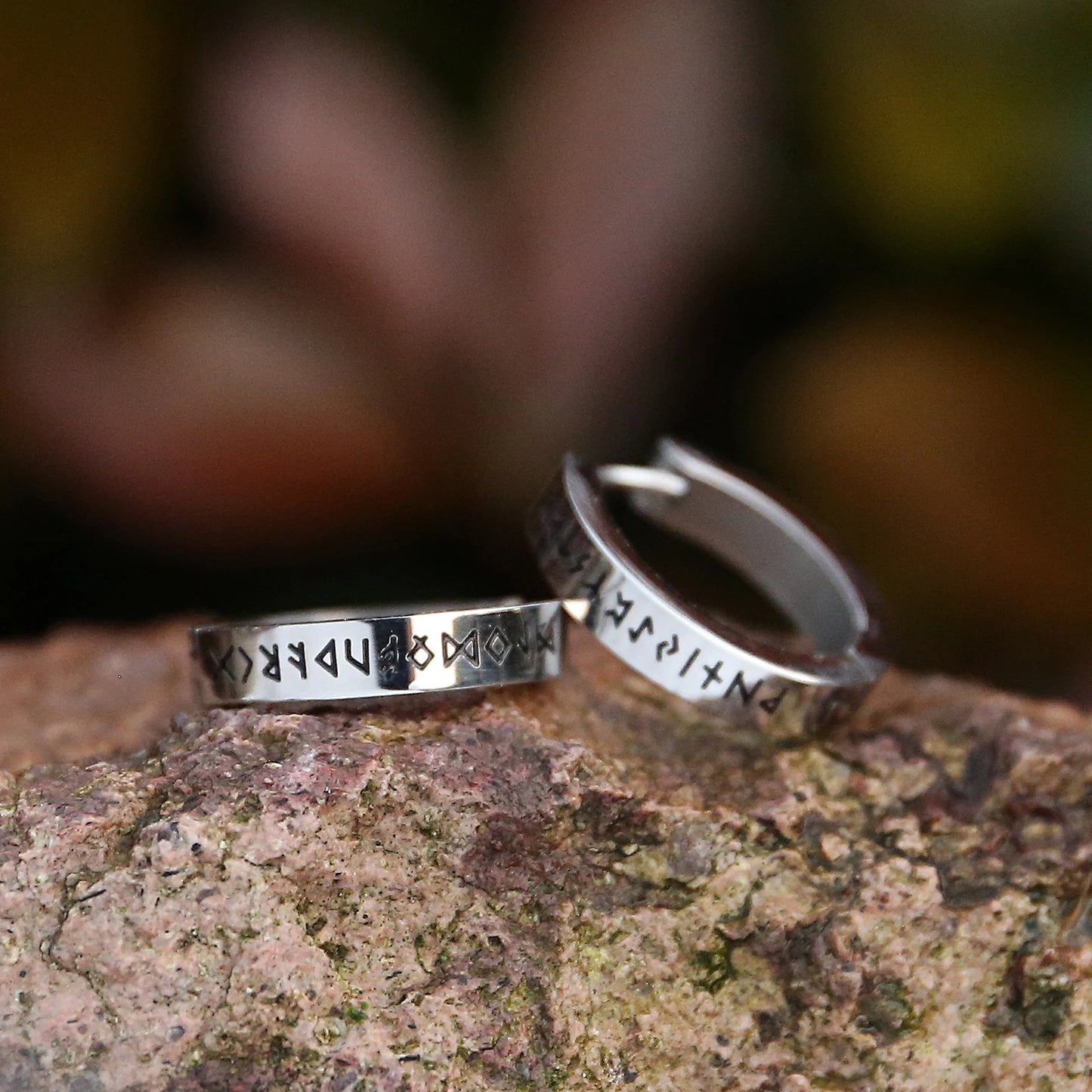 l Norse Viking Runes Hoop Earrings