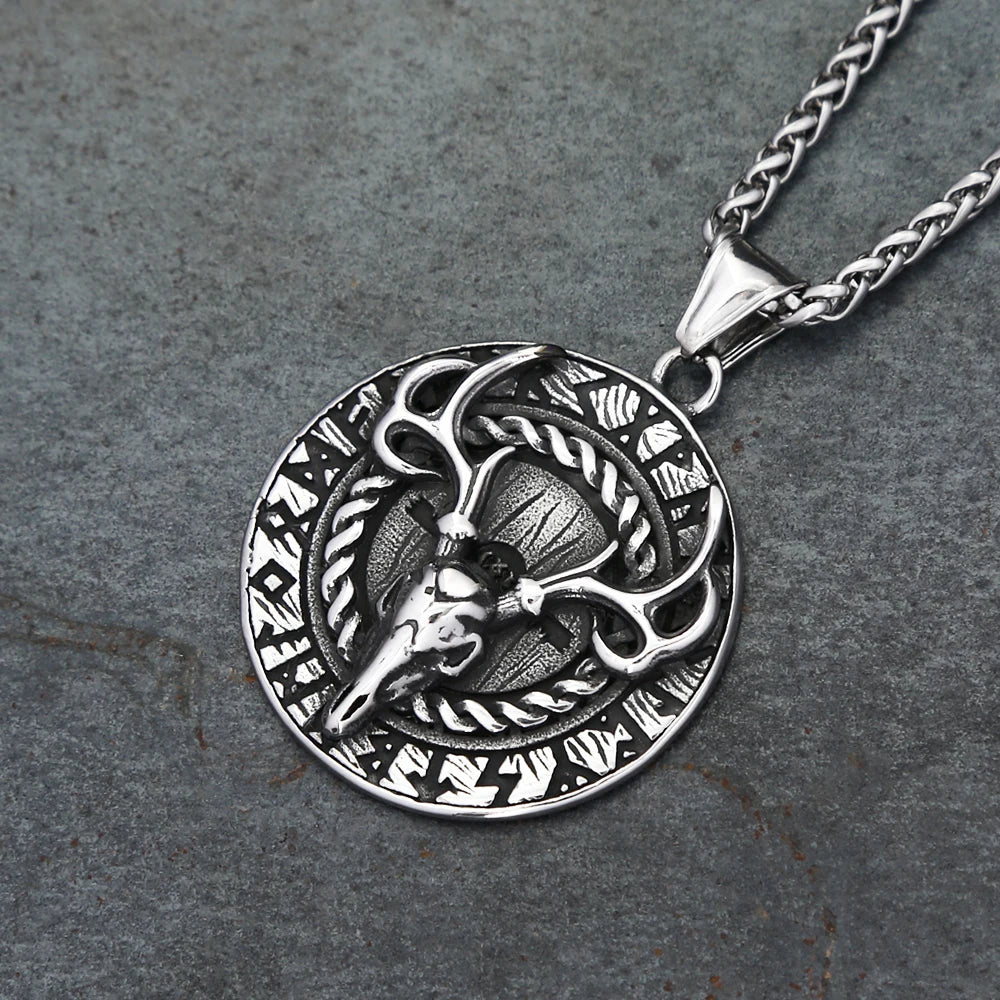 Vintage Vikings Deer Pendant Necklace