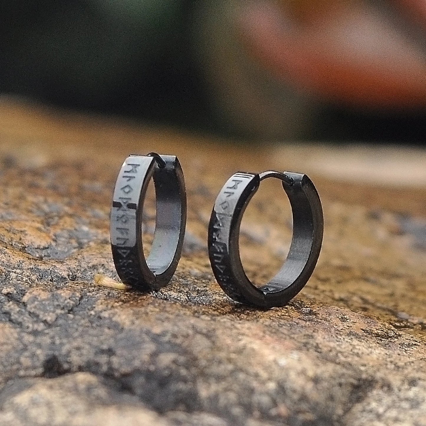 l Norse Viking Runes Hoop Earrings