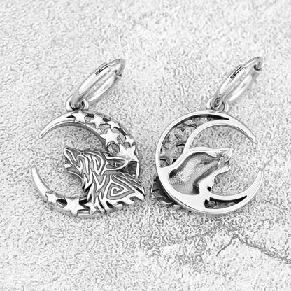 Sleeping Dragon Moon Stainless Steel Earrings